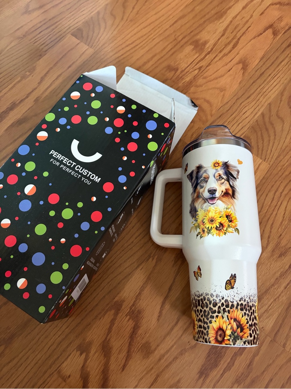 Australian Shepard & Sunflower Metal Tumbler